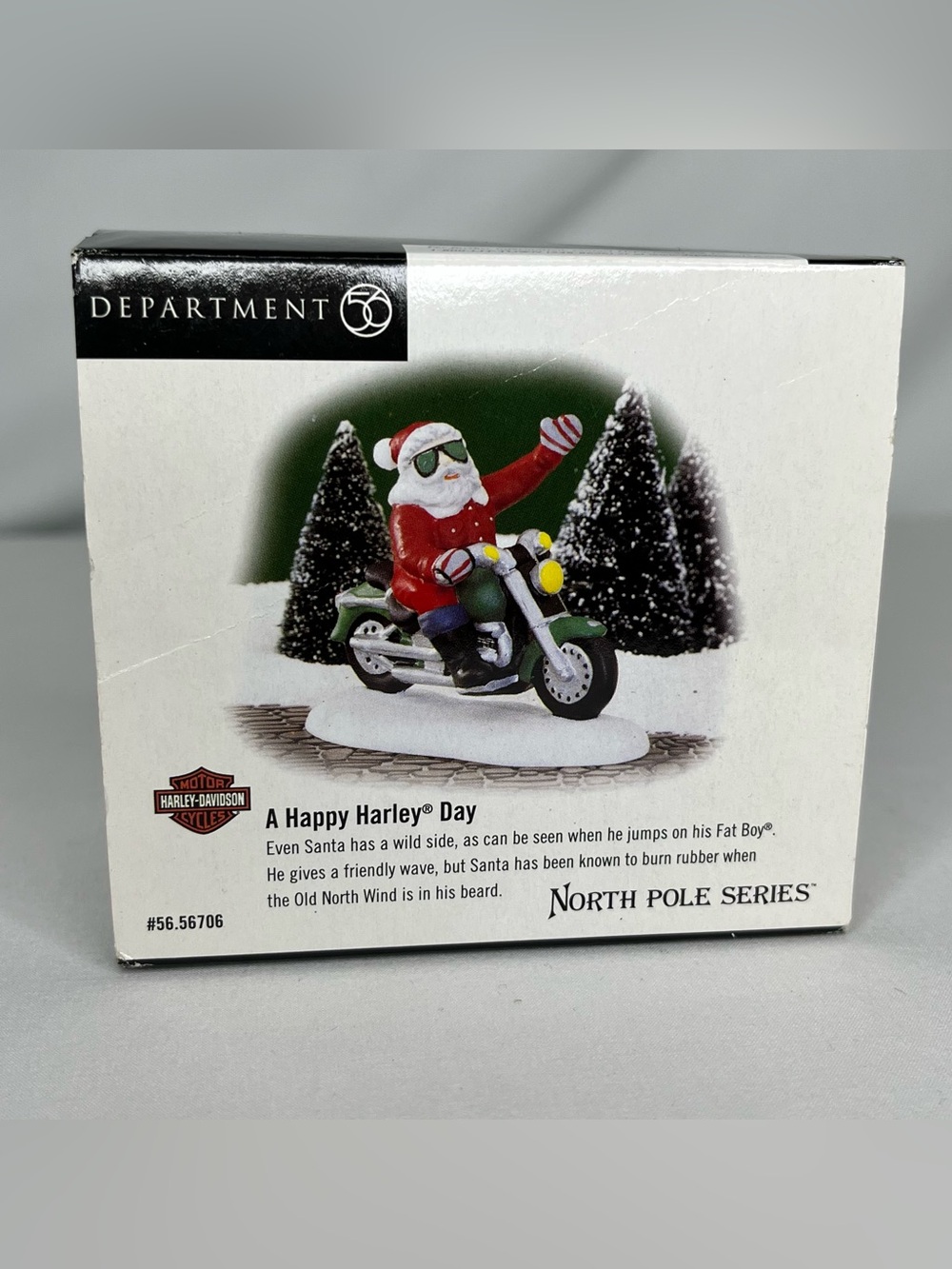 Dept. 56 “A Happy Harley Day” North Pole Series Santa-Harley Davidson-RETIRED